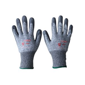 Guantes anticorte poliuretano 1CRPG08 talla 8 fabricados en fibras HPPE color gris con recubrimiento PU para trabajos de precisión