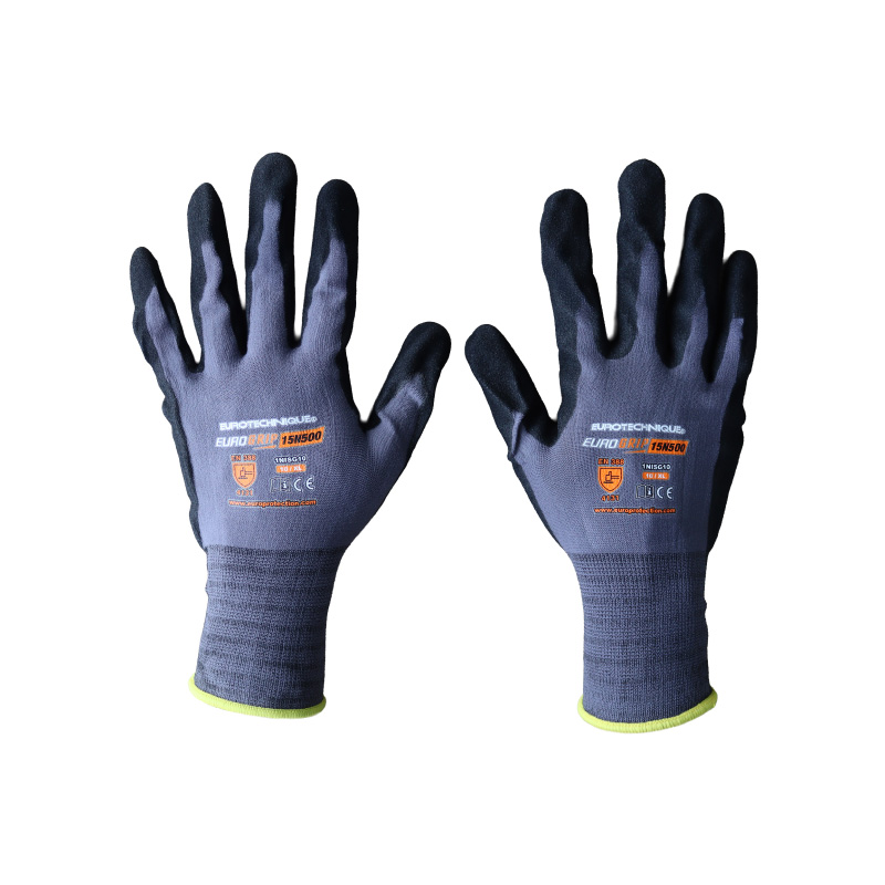 Guantes nitrilo espumado talla 10 fabricados en nylon y spandex con recubrimiento antideslizante para trabajo industrial
