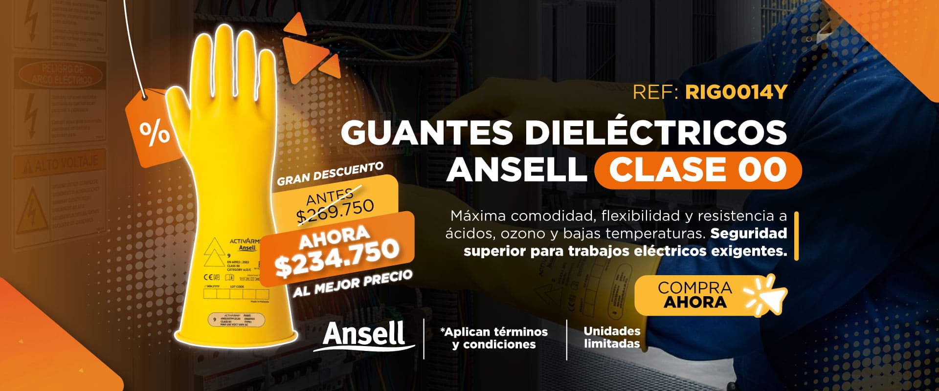 Promoción guantes dieléctricos amarillos CL00